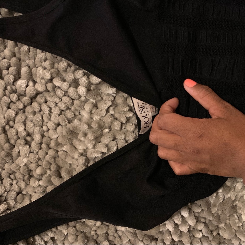 Black Ruched Netted Dress